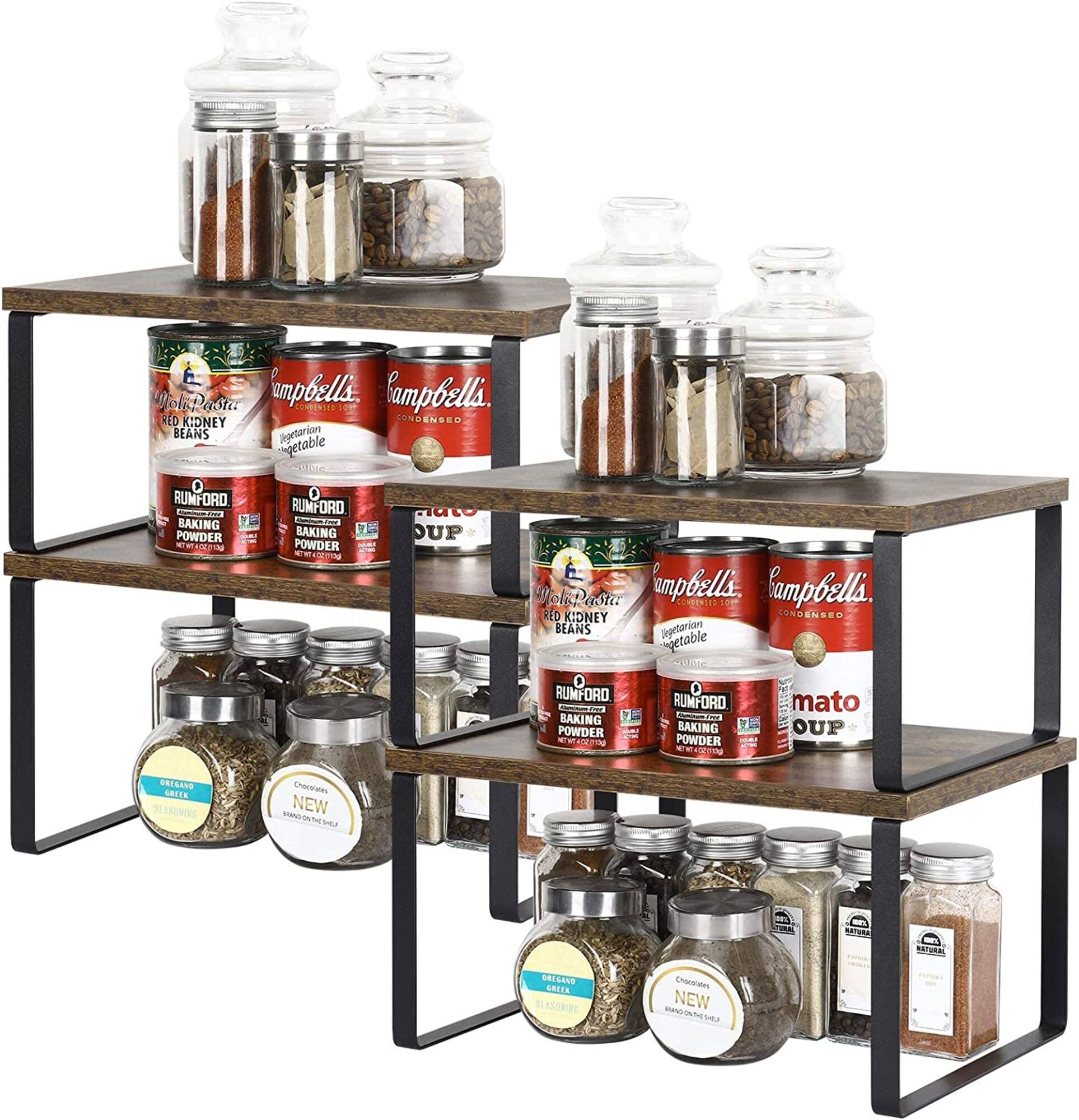 NEX™ 12" Rustic Brown & Black 3-Tier Kitchen Cabinet Organizer Sets, 2ct.